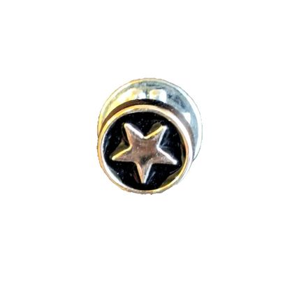 Pin Badge Star Black & Silver 1cm x 1cm Plastic Resin BA139