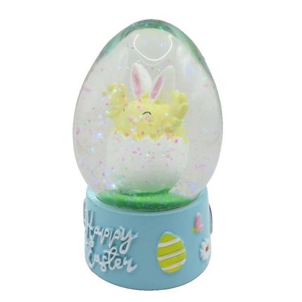 Easter Chick/Bunny Snow Globe Glass Happy Easter Blue Base 10.5 CM Gift Home