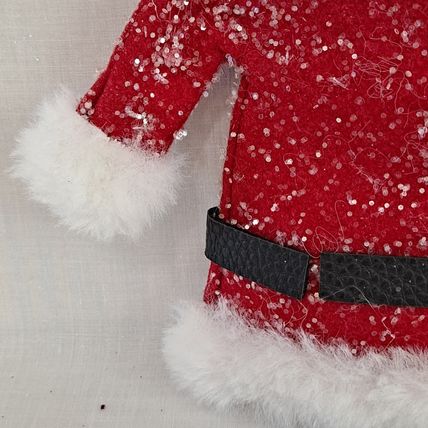 NEW Lot 3 SANTA SUITS 6" Christmas ORNAMENTS Holiday Time Mrs Claus Jacket