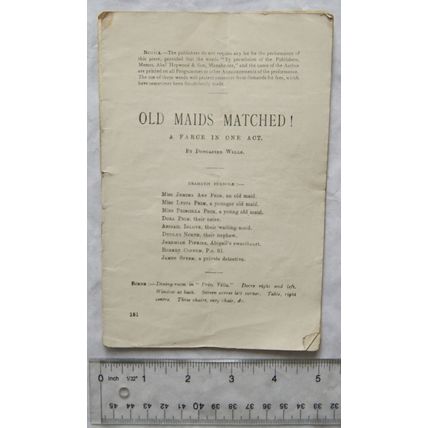 Vintage: Old Maids Matched! A Farce in One Act by Doncaster Wells