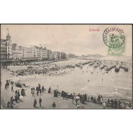 La Plage à Midi, Ostende, 1909 - CPA VG129