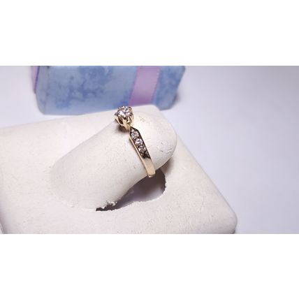 Vintage .15ctw Diamond Solitaire w/accents 14Kt YG S-4 1/2 Engagement Ring#22517