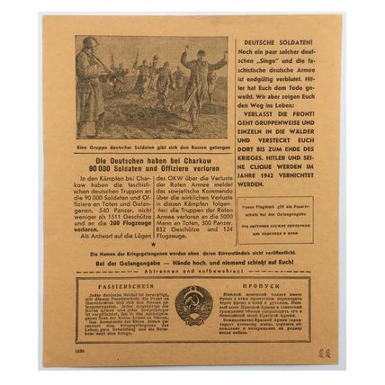 Original WW2 Soviet/Russian Air Drop Leaflet. - Code 1536. - 1942.