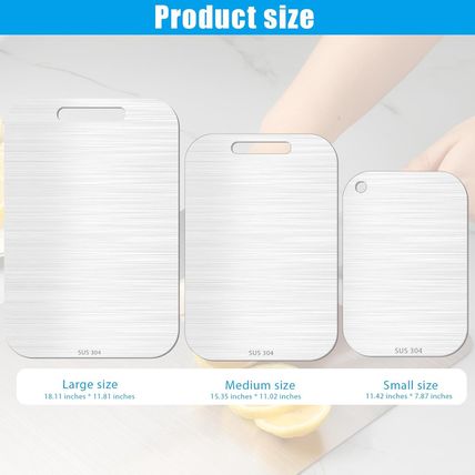 3Pcs Titanium Cutting Boards - 100% Pure Titanium, Double-Sided, Food Grade, Rus