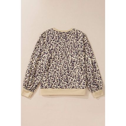 Parchment Leopard Print Crew Neck Sweatshirt