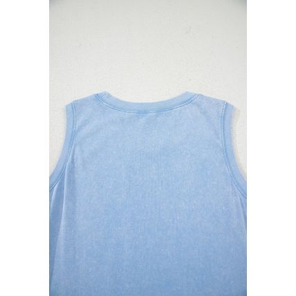 Beau Blue Mineral Wash Tank Mini Dress with Pockets