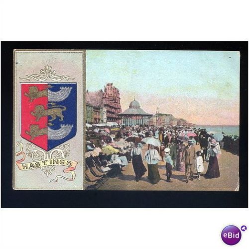 Sussex HASTINGS Promenade Heraldic Postcard by B.& R.