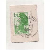 Republique Francaise Martinique 1.70 1984 used stamp featuring Marianne, Gandon