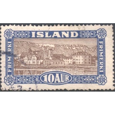 Iceland 1925 - SG152 - 10a blue and brown - Reykjavik & Esjaberg (mountain) used