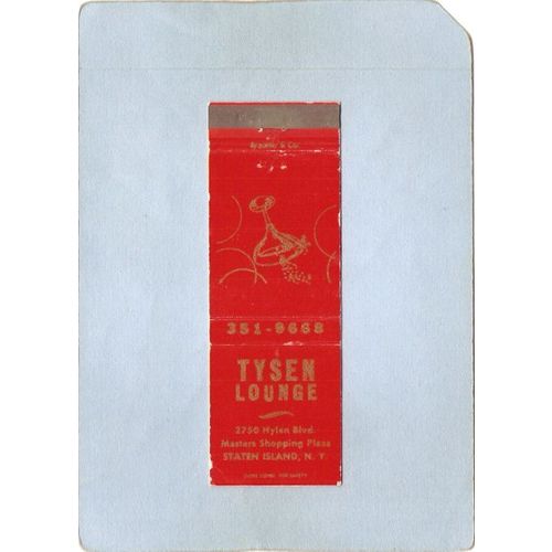 New York Staten Island Matchcover Tysen Lounge 2750 Hylan Blvd Masters Sho~68