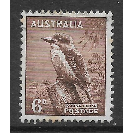 AUSTRALIA 1942 6d LAUGHING KOKABURRA RED BROWN SG 190 FINE USED#