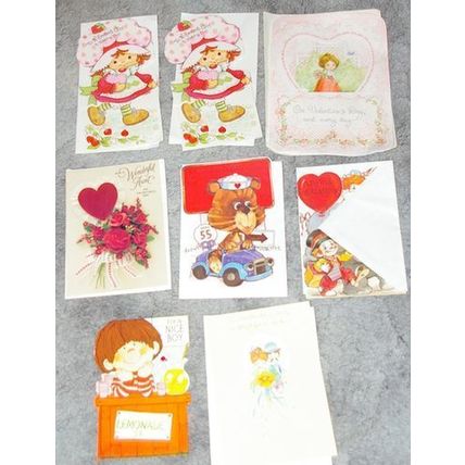 7x old unused Valentine Cards 1970s