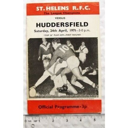 1971 programme St. Helens v. Huddersfield