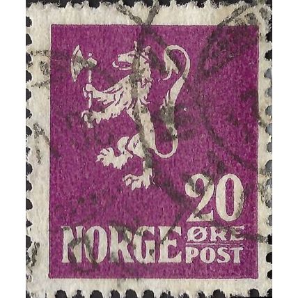 NORWAY, Lion rampant with axe, violet 1922, 20ore, #3