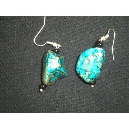 Lightweight manmade freeform turquoise green agate look earring
