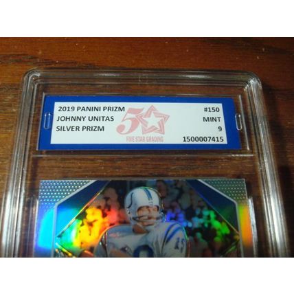 20191 Panini Prizm, Graded Mint 9, JOHNNY UNITAS, HOF, Silver Prizm
