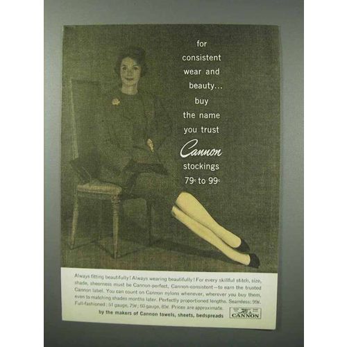 1960 Cannon Stockings Ad - For Consistent Wear