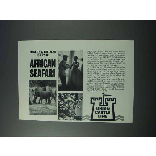 1963 Union Castle Line Cruise Ad - African Safari