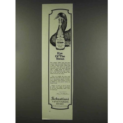 1977 Sebastiani Pinot Noir Wine Ad - Eye of the Swan