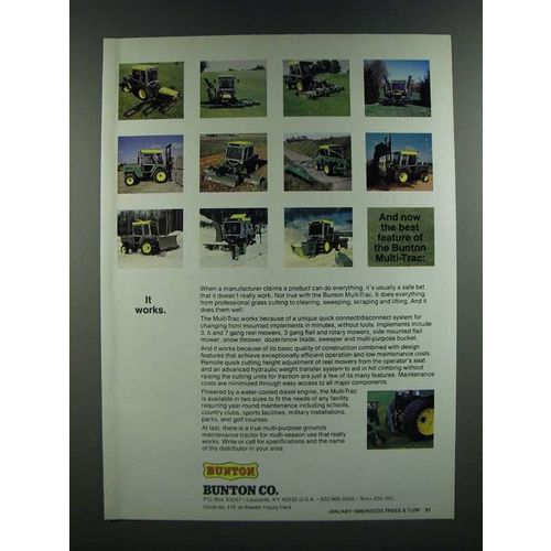 1986 Bunton Multi-Trac Ad - And Now The Best Feature It Works