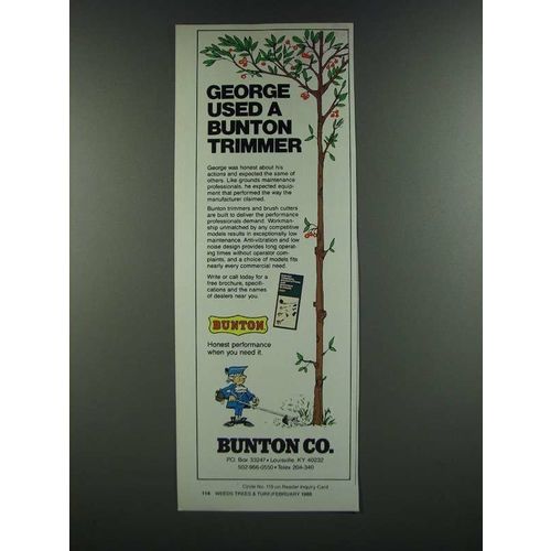 1986 Bunton Trimmer Ad - George Used a Bunton Trimmer