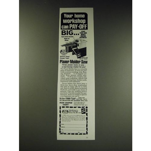 1987 Foley-Belsaw Planer Molder Saw Ad - Your home workshop can pay-off Big