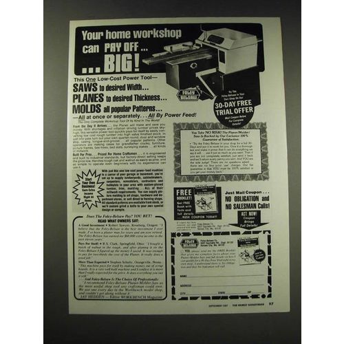 1987 Foley-Belsaw Planer-Molder-Saw Ad - Your home workshop can pay off big!