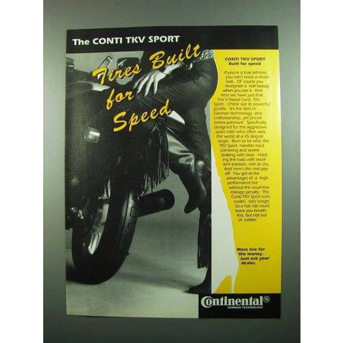 1989 Continental Conti TKV Sport Motorcycle Tire Ad