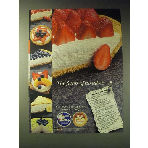 1989 Cool Whip and Ready Crust Ad - Cheesecake Pie Recipe