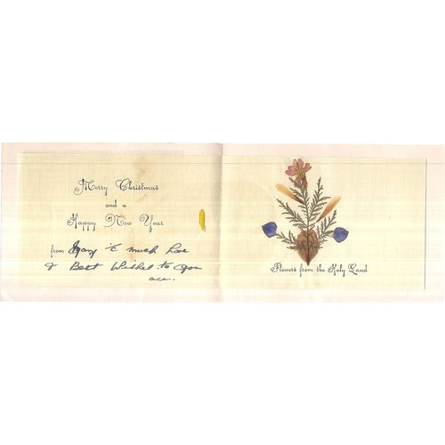 JERUSALEM, HOLY LAND used vintage Christmas greetings card with dried flower