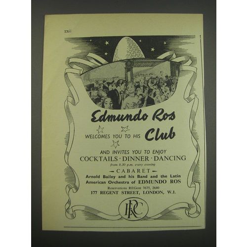1957 Edmundo Ros Club Ad - Edmundo Ros welcomes you to his Club and invites you