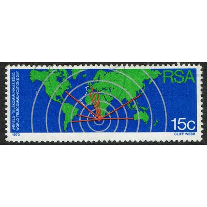 South Africa 1973 World Communications Day 15c Multicoloured SG338 FU