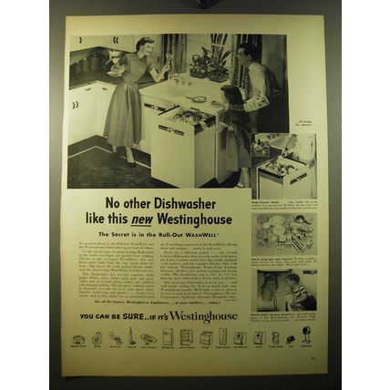 1950 Westinghouse Roll-Out WashWell Dishwasher Advertisement