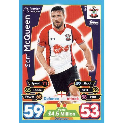 Match Attax 2017/2018 Extra U43 Sam McQueen Southampton
