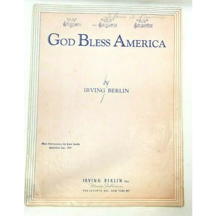 God Bless America Sheet Music By Irving Berlin 1939 (K10i)