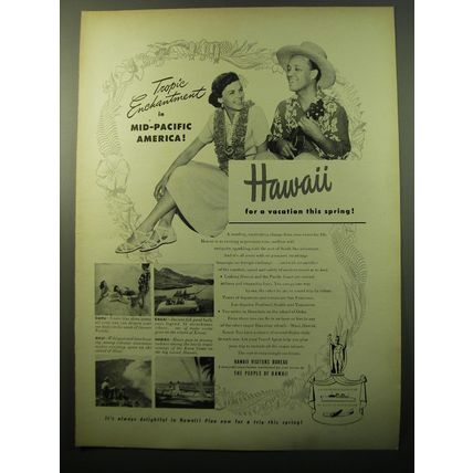 1950 Hawaii Tourism Ad - Tropic Enchantment in Mid-pacific America