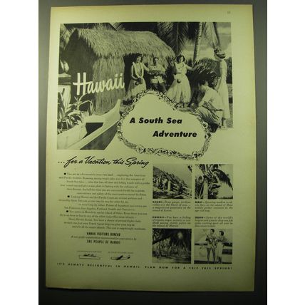 1950 Hawaii Tourism Ad - Hawaii a south sea adventure