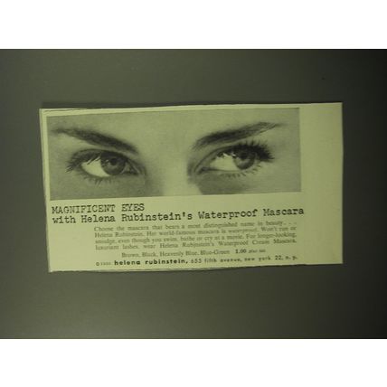 1950 Helena Rubinstein Waterproof Mascara Ad - Magnificent Eyes