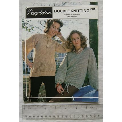 Vintage: Richard Poppleton 1491 ladies ribbed yoke & V-neck sweaters, DK