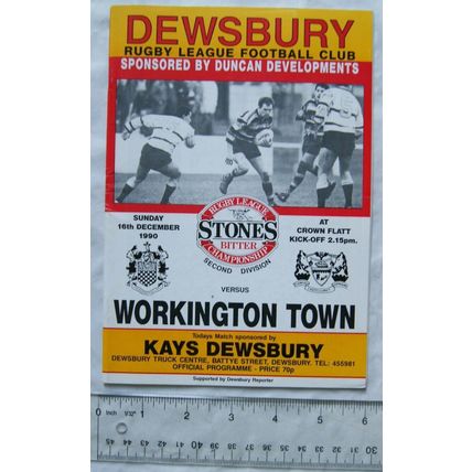 1990 programme Dewsbury v. Workington Town