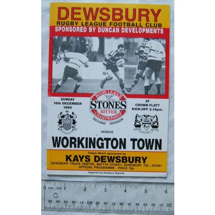 1990 programme Dewsbury v. Workington Town