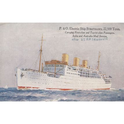 P&O Mail Carrier Electric Steamer Ship Strathaird Antique Postcard