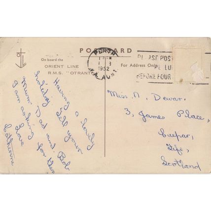 On Board The RMS Otranto Orient Line Ship Old Postcard