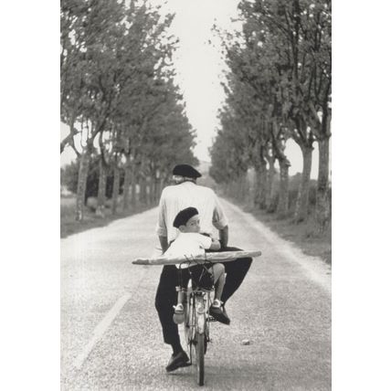 French Bicycle Father & Child France Cycling Postcard