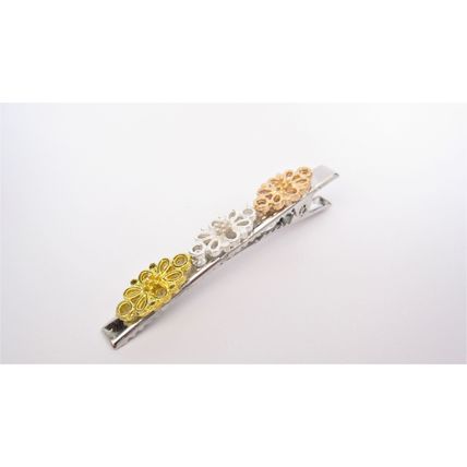 Slim 2.25 inch silver rose gold filigree alligator hair clip fine thin hair