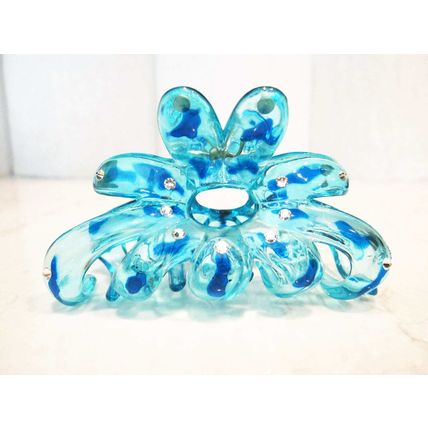Clear flower hair claw clips with crystals