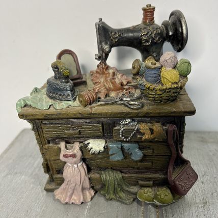 Sewing Machine Dresser Vintage Figurine Collectable.