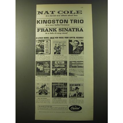 1960 Capitol Records Ad - Nat Cole in a lavish new album about love