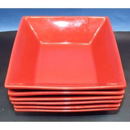 Set 6 10 Strawberry Street Red 7 1/4" Square Salad Soup Bowls Plate Oven Safe