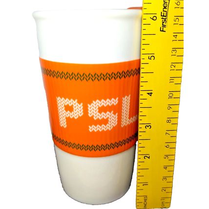 Starbucks Team PSL Re Useable Ceramic Drinking Travel Thermos 10 Oz Mug W/Lid